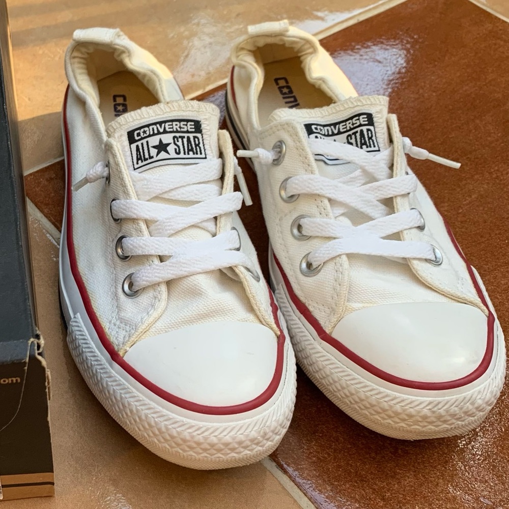 Converse Womens Shoes Sneakers Shoreline Slip On Size 7.5 White Red Blue
